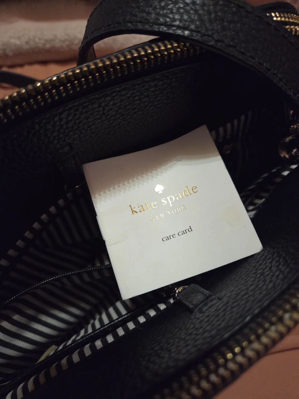 kate spade Black Pebbled Leather Satchel with Gold Hardware